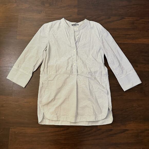 Vince. blue & white striped cotton tunic top size M - Picture 6 of 12